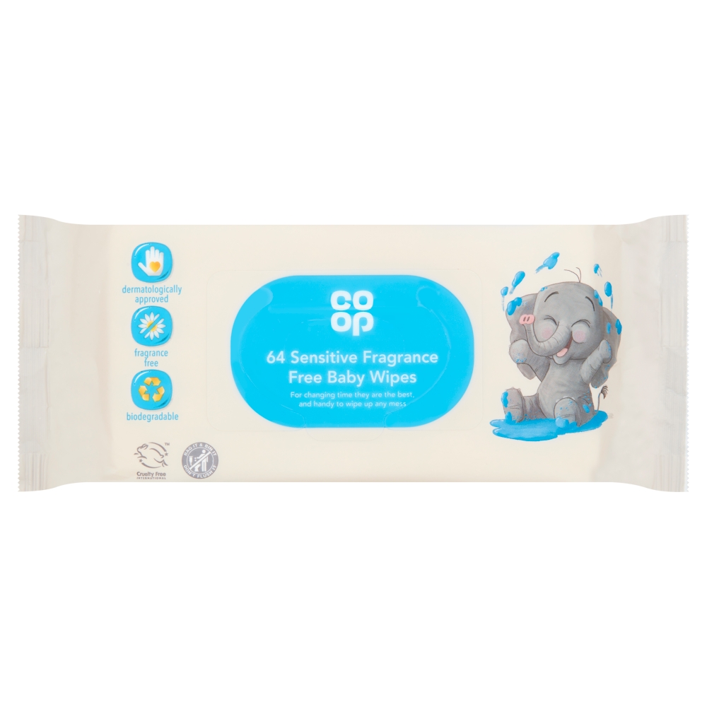 Co-op Fragrance Free Baby Wipes  64